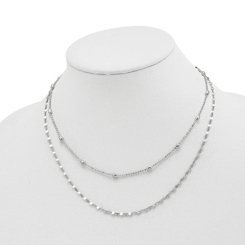 Sterling Silver Double Strand With 4 In Ext Choker- Sparkle & Jade-SparkleAndJade.com QG5573-12