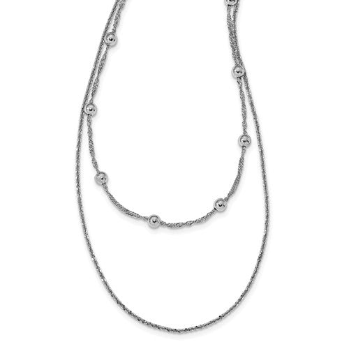 Sterling Silver Double Strand With 4 In Ext. Choker Necklace- Sparkle & Jade-SparkleAndJade.com QLF1008-12