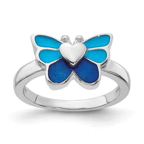 Sterling Silver Enamel Butterfly Children's Earring, Ring & Pendant Set- Sparkle & Jade-SparkleAndJade.com QH5201SET