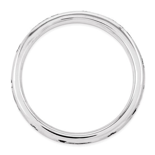 Sterling Silver Engraved Stackable 3mm Half-Round Band Ring- Sparkle & Jade-SparkleAndJade.com 