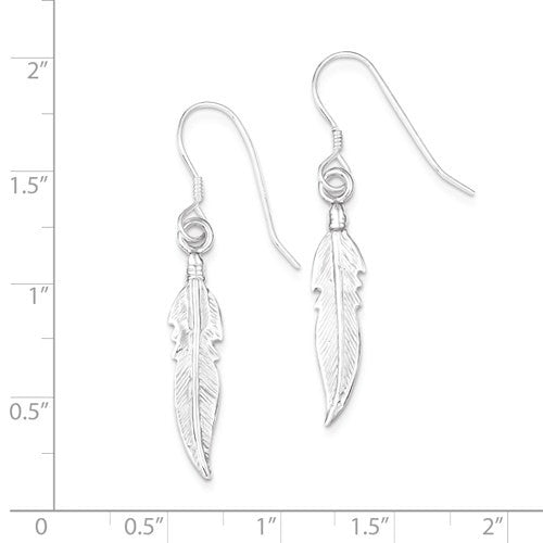 Sterling Silver Feather Dangle Earrings- Sparkle & Jade-SparkleAndJade.com QE26