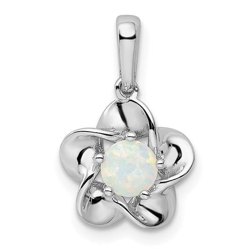 Sterling Silver Flower Pendant - Various Birthstone Choices- Sparkle & Jade-SparkleAndJade.com QBPD31OCT