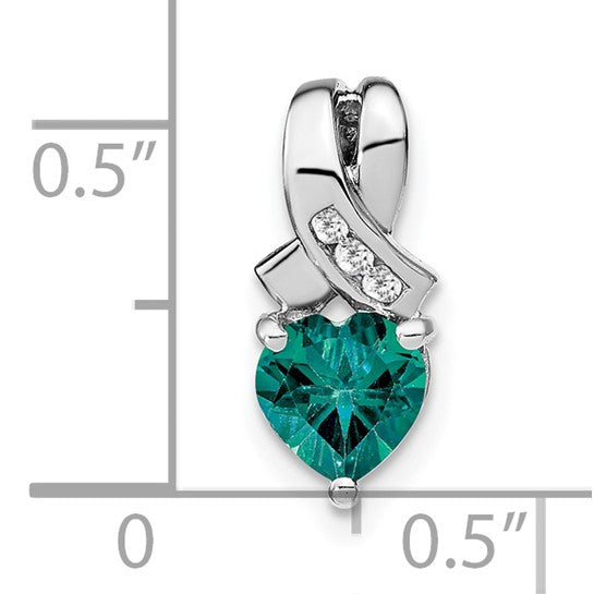 Sterling Silver Gemstone And Diamond Heart Pendants- Sparkle & Jade-SparkleAndJade.com 