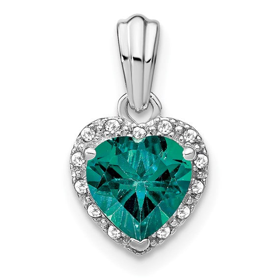 Sterling Silver Gemstone And Diamond Heart Pendants- Sparkle & Jade-SparkleAndJade.com PM7400-CA-007-SSA