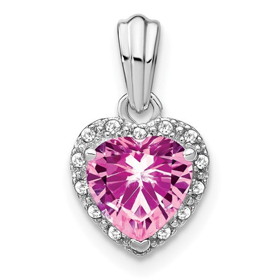 Sterling Silver Gemstone And Diamond Heart Pendants- Sparkle & Jade-SparkleAndJade.com PM7400-CPS-007-SSA