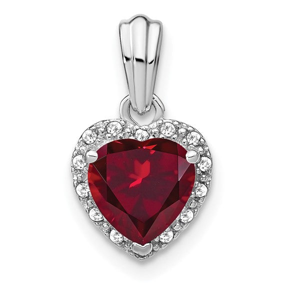 Sterling Silver Gemstone And Diamond Heart Pendants- Sparkle & Jade-SparkleAndJade.com PM7400-CRU-007-SSA