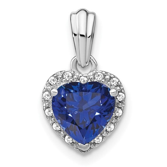 Sterling Silver Gemstone And Diamond Heart Pendants- Sparkle & Jade-SparkleAndJade.com PM7400-CSA-007-SSA