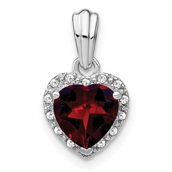 Sterling Silver Gemstone And Diamond Heart Pendants- Sparkle & Jade-SparkleAndJade.com PM7400-GA-007-SSA