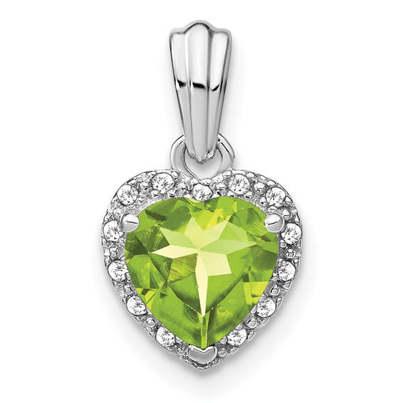 Sterling Silver Gemstone And Diamond Heart Pendants- Sparkle & Jade-SparkleAndJade.com PM7400-PE-007-SSA
