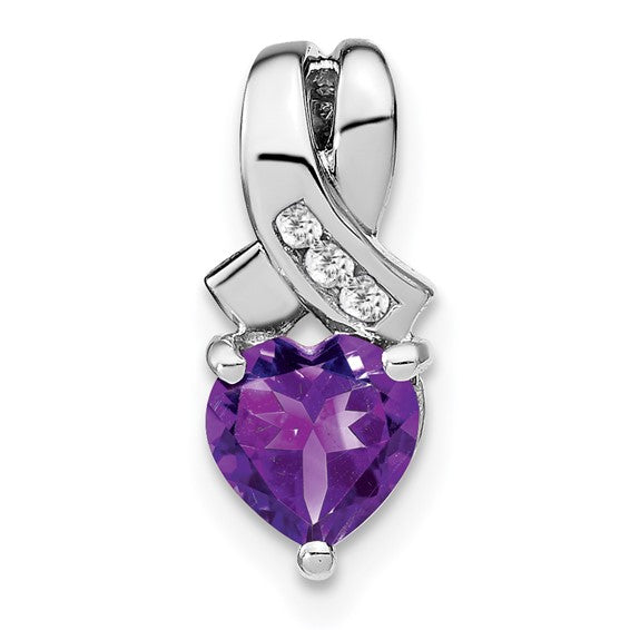 Sterling Silver Gemstone And Diamond Heart Pendants- Sparkle & Jade-SparkleAndJade.com PM7401-AM-003-SSA