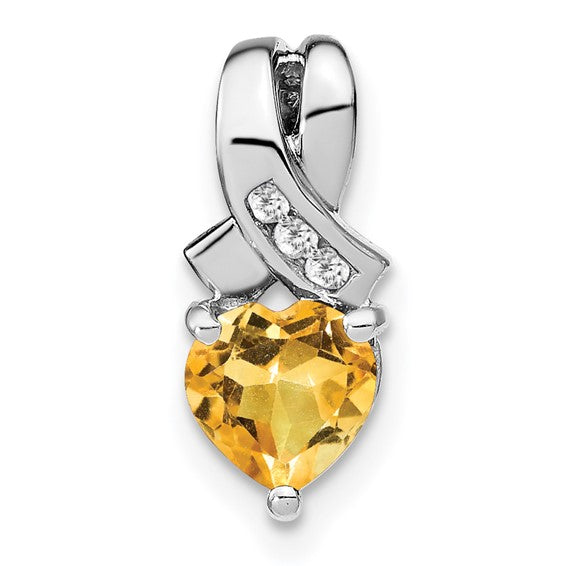 Sterling Silver Gemstone And Diamond Heart Pendants- Sparkle & Jade-SparkleAndJade.com PM7401-CI-003-SSA