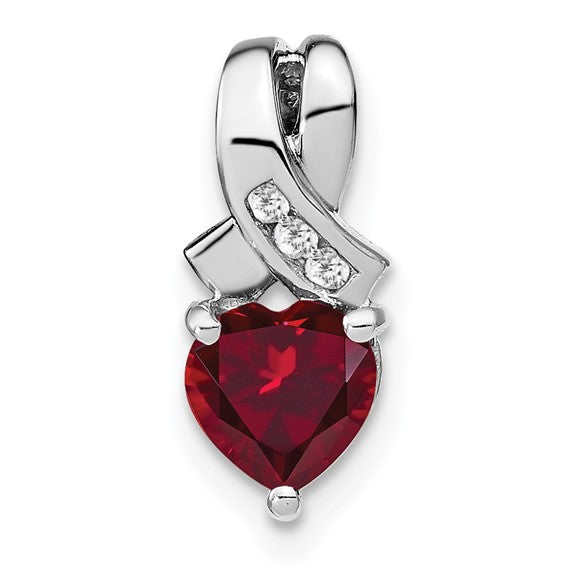 Sterling Silver Gemstone And Diamond Heart Pendants- Sparkle & Jade-SparkleAndJade.com PM7401-CRU-003-SSA