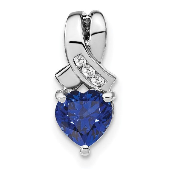 Sterling Silver Gemstone And Diamond Heart Pendants- Sparkle & Jade-SparkleAndJade.com PM7401-CSA-003-SSA