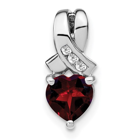 Sterling Silver Gemstone And Diamond Heart Pendants- Sparkle & Jade-SparkleAndJade.com PM7401-GA-003-SSA
