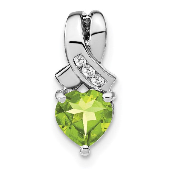 Sterling Silver Gemstone And Diamond Heart Pendants- Sparkle & Jade-SparkleAndJade.com PM7401-PE-003-SSA