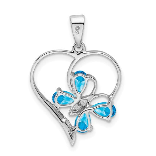 Sterling Silver Gemstone Butterfly Heart Pendants- Sparkle & Jade-SparkleAndJade.com 