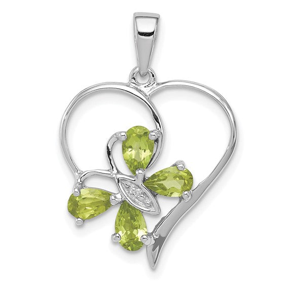 Sterling Silver Gemstone Butterfly Heart Pendants- Sparkle & Jade-SparkleAndJade.com QDX806