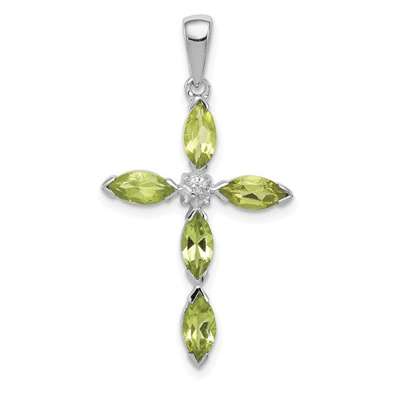 Sterling Silver Gemstone & Diamond Cross Pendants- Sparkle & Jade-SparkleAndJade.com QDX813