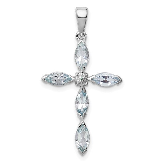 Sterling Silver Gemstone & Diamond Cross Pendants- Sparkle & Jade-SparkleAndJade.com QDX884