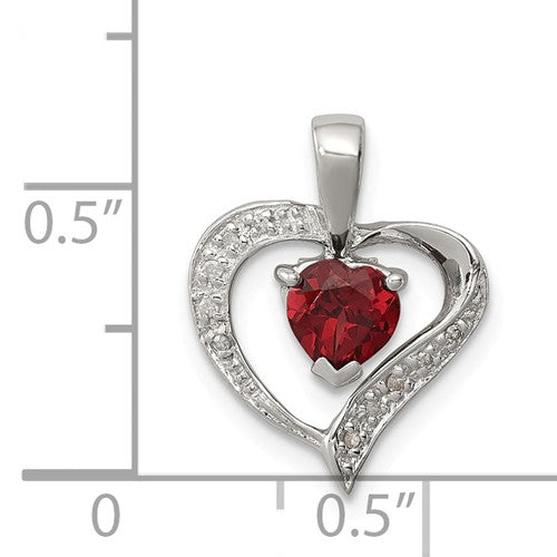 Sterling Silver Gemstone Heart & Diamond Accent Pendants- Sparkle & Jade-SparkleAndJade.com 