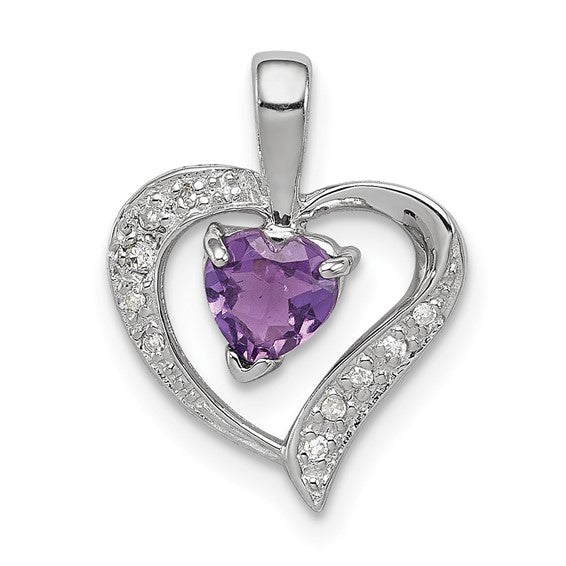 Sterling Silver Gemstone Heart & Diamond Accent Pendants- Sparkle & Jade-SparkleAndJade.com QDX412