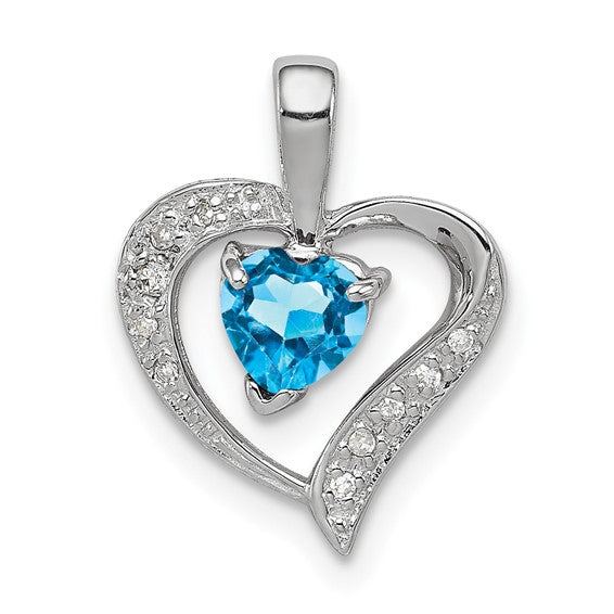 Sterling Silver Gemstone Heart & Diamond Accent Pendants- Sparkle & Jade-SparkleAndJade.com QDX556