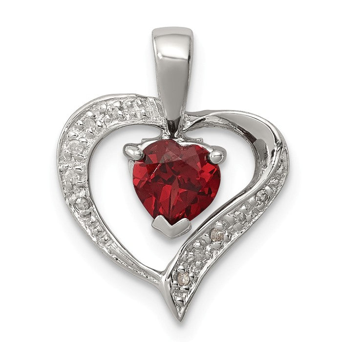 Sterling Silver Gemstone Heart & Diamond Accent Pendants- Sparkle & Jade-SparkleAndJade.com QDX582