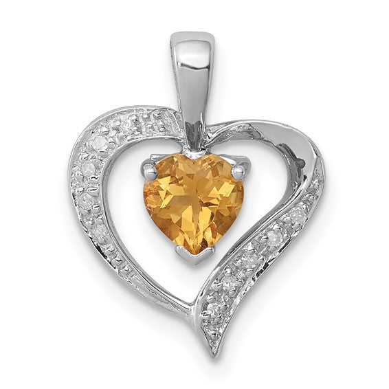 Sterling Silver Gemstone Heart & Diamond Accent Pendants- Sparkle & Jade-SparkleAndJade.com QDX723