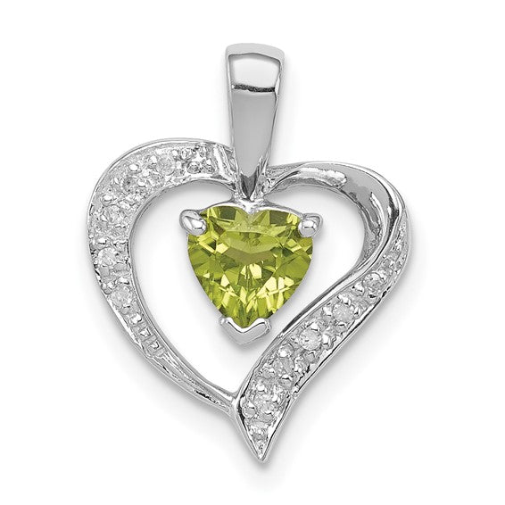Sterling Silver Gemstone Heart & Diamond Accent Pendants- Sparkle & Jade-SparkleAndJade.com 
