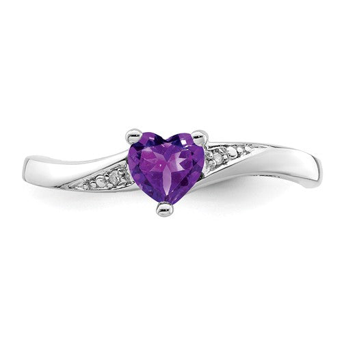 Sterling Silver Gemstone Heart and Diamond Rings- Sparkle & Jade-SparkleAndJade.com 
