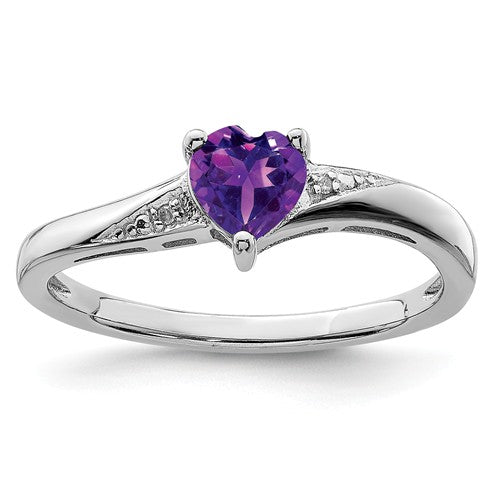 Sterling Silver Gemstone Heart and Diamond Rings- Sparkle & Jade-SparkleAndJade.com QR4555AM-6