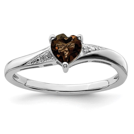 Sterling Silver Gemstone Heart and Diamond Rings- Sparkle & Jade-SparkleAndJade.com QR4555SQ-6