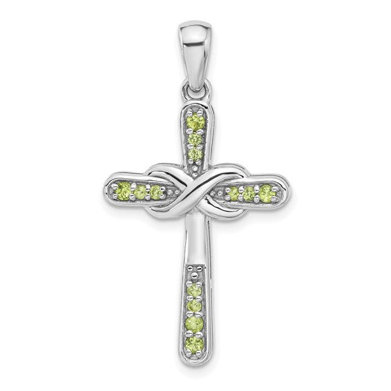 Sterling Silver Gemstone Infinity Cross Pendants- Sparkle & Jade-SparkleAndJade.com QP5877PE
