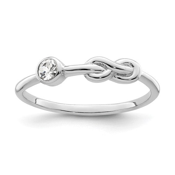 Sterling Silver Gemstone Infinity Knot Birthstone Rings- Sparkle & Jade-SparkleAndJade.com QBR34APR-6