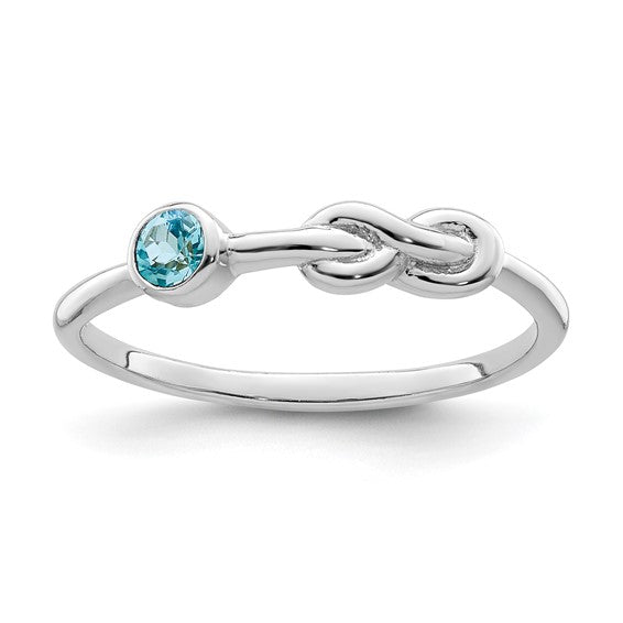 Sterling Silver Gemstone Infinity Knot Birthstone Rings- Sparkle & Jade-SparkleAndJade.com QBR34DEC-6
