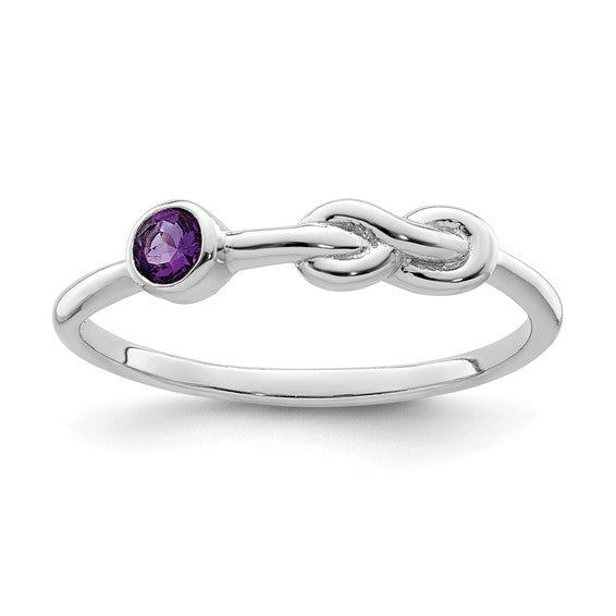 Sterling Silver Gemstone Infinity Knot Birthstone Rings- Sparkle & Jade-SparkleAndJade.com QBR34FEB-6