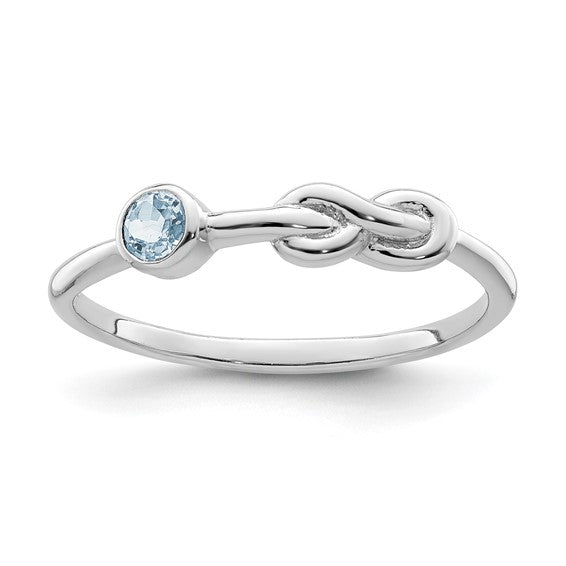 Sterling Silver Gemstone Infinity Knot Birthstone Rings- Sparkle & Jade-SparkleAndJade.com QBR34MAR-6