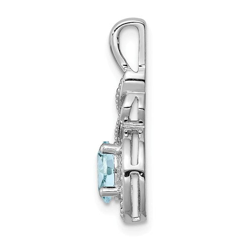 Sterling Silver Gemstone Oval & Diamond Pendants- Sparkle & Jade-SparkleAndJade.com 