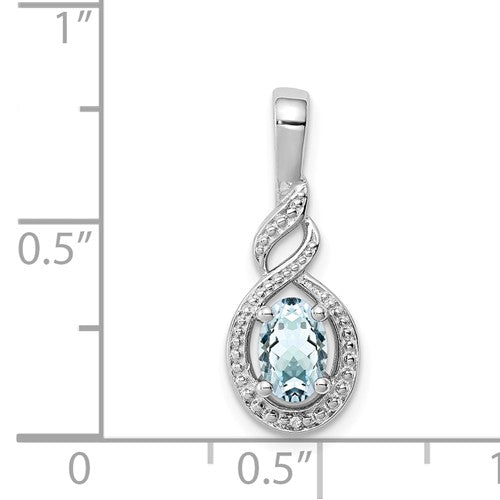 Sterling Silver Gemstone Oval & Diamond Pendants- Sparkle & Jade-SparkleAndJade.com 