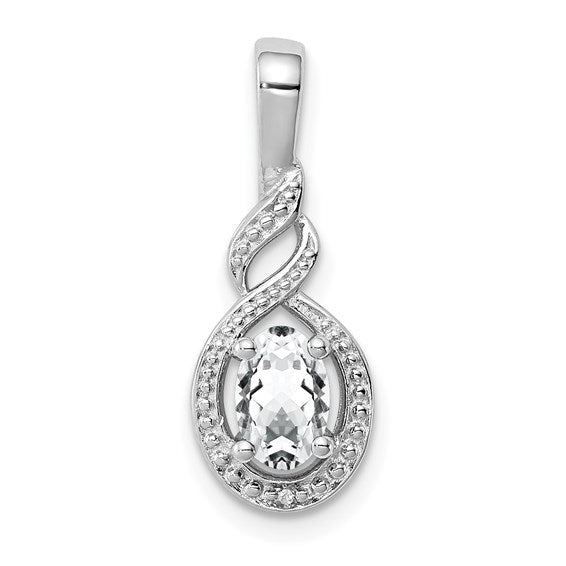 Sterling Silver Gemstone Oval & Diamond Pendants- Sparkle & Jade-SparkleAndJade.com QBPD18APR
