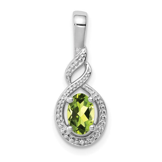 Sterling Silver Gemstone Oval & Diamond Pendants- Sparkle & Jade-SparkleAndJade.com QBPD18AUG