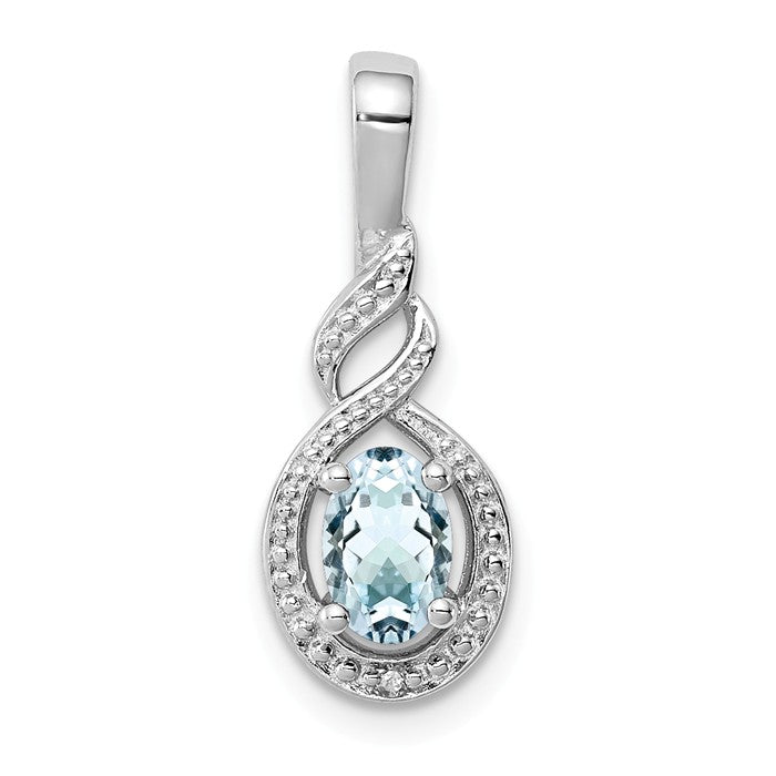 Sterling Silver Gemstone Oval & Diamond Pendants- Sparkle & Jade-SparkleAndJade.com QBPD18MAR