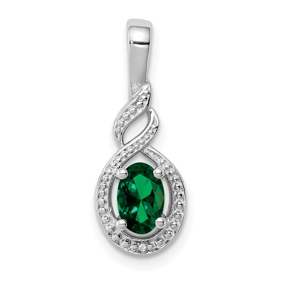 Sterling Silver Gemstone Oval & Diamond Pendants- Sparkle & Jade-SparkleAndJade.com QBPD18MAY