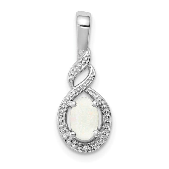 Sterling Silver Gemstone Oval & Diamond Pendants- Sparkle & Jade-SparkleAndJade.com QBPD18OCT