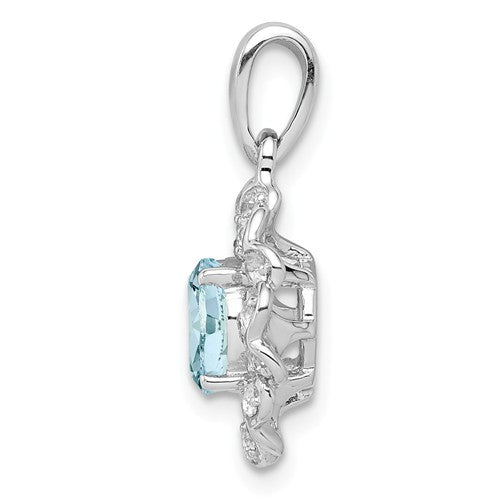 Sterling Silver Gemstone & White Topaz Hearts Halo Pendants- Sparkle & Jade-SparkleAndJade.com 
