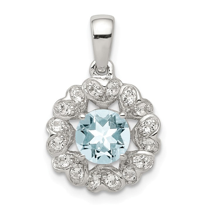 Sterling Silver Gemstone & White Topaz Hearts Halo Pendants- Sparkle & Jade-SparkleAndJade.com QP3003AQ