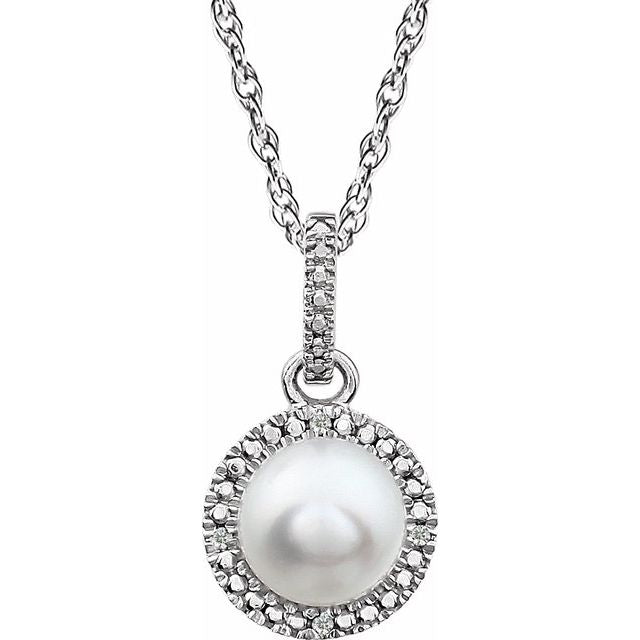 Sterling Silver Gemstone & .01 CTW Diamond 18" Halo-Style Necklace- Sparkle & Jade-SparkleAndJade.com 652051:60006:P