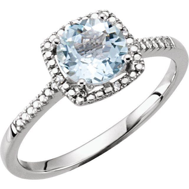 Sterling Silver Gemstone & .01 CTW Diamond Halo-Style Rings- Sparkle & Jade-SparkleAndJade.com 69940