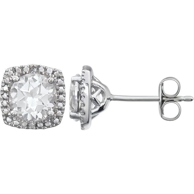 Sterling Silver Gemstone & .015 CTW Diamond Halo-Style Earrings- Sparkle & Jade-SparkleAndJade.com 650167:105:P