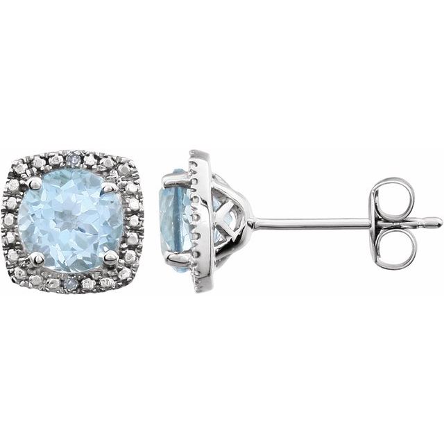 Sterling Silver Gemstone & .015 CTW Diamond Halo-Style Earrings- Sparkle & Jade-SparkleAndJade.com 650167:110:P